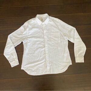 Hiroshi Kato 100% cotton white long sleeve button down shirt men’s size XL